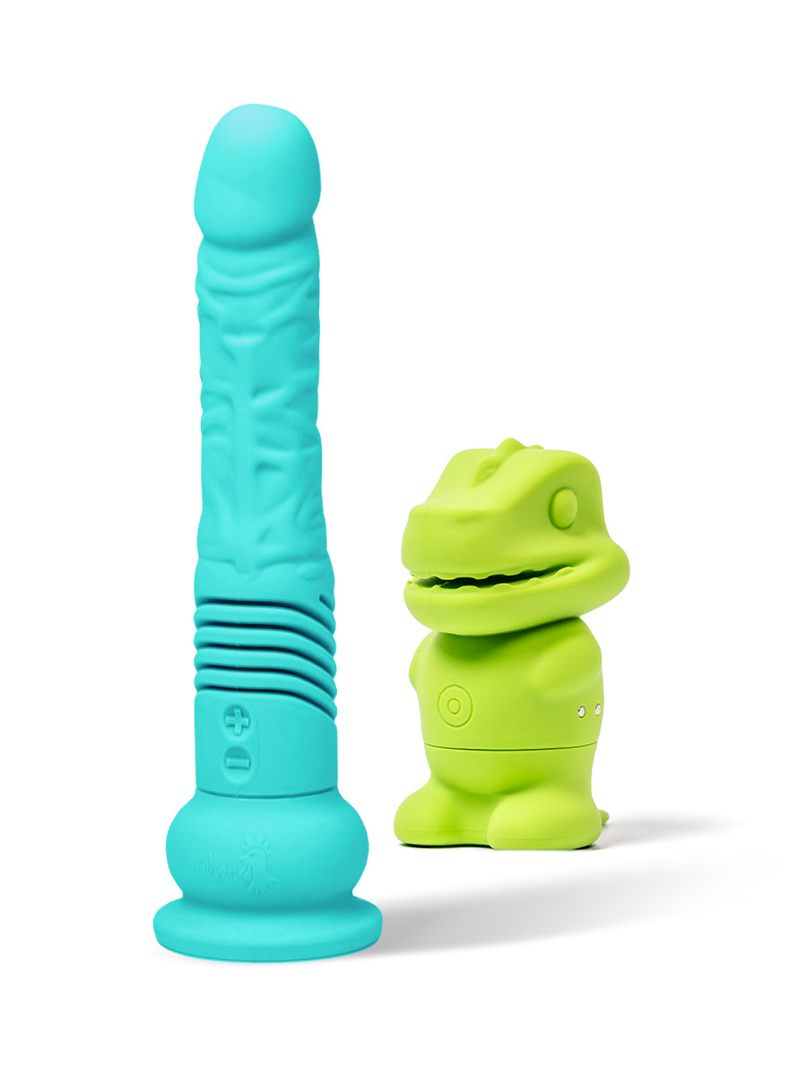 Goo Green Bundle, Thrusting Sex Toy Teddy XL and Dinosaur Clitoral Sti Boutique Voila Goo Green Bundle, Thrusting Sex Toy Teddy XL and Dinosaur Clitoral Sti Boutique Voila