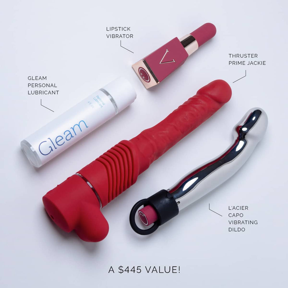 Prime Thrusting DIldo by Velvet Thruster, Metal Vibrating Dildo and Li Boutique Voila Prime Thrusting DIldo by Velvet Thruster, Metal Vibrating Dildo and Li Boutique Voila
